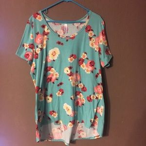 Lularoe Teal Floral Classic Tee 3X